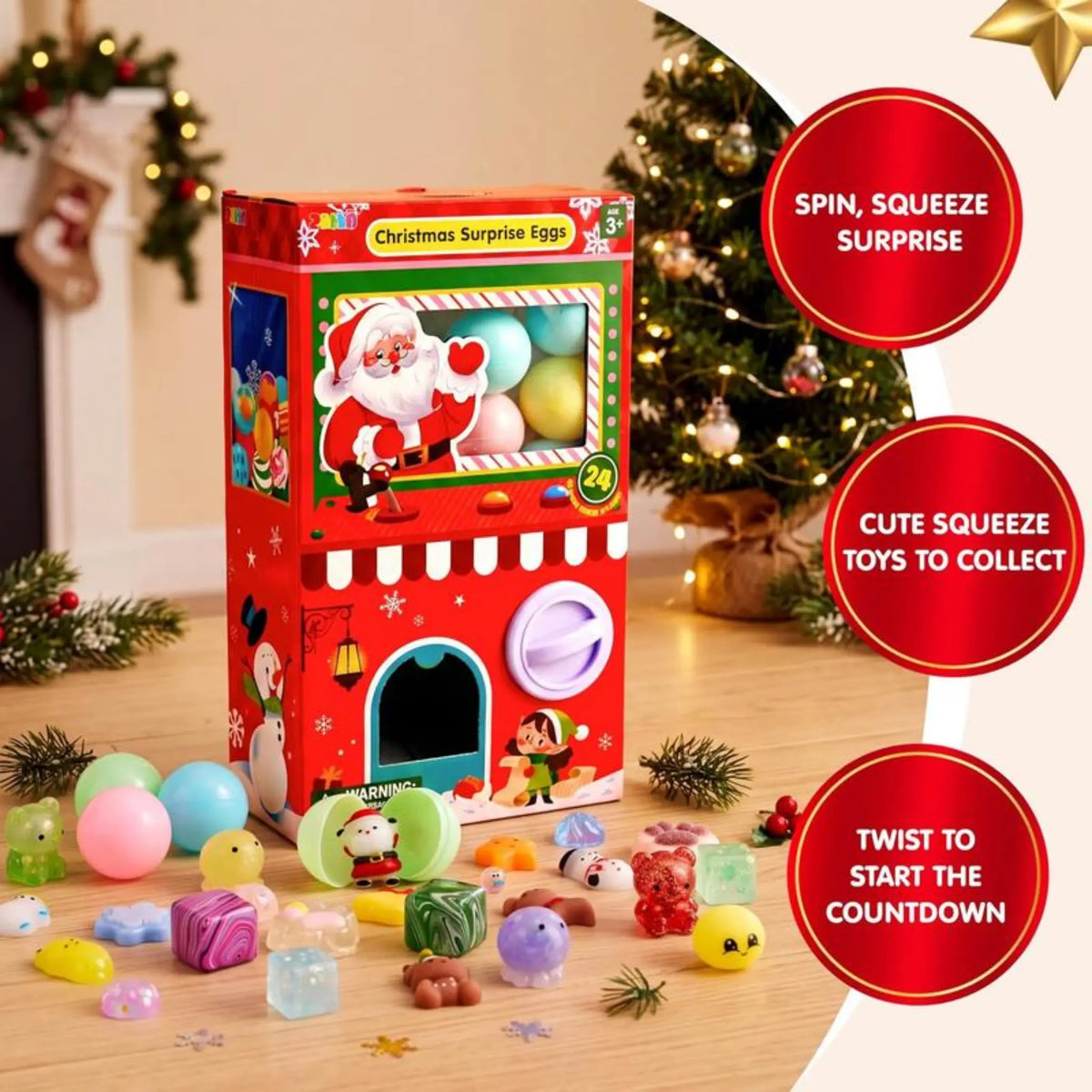 JOLLIA Adventskalender 2026 Kerst Gachapon Squishy Speelgoed 24 Stuks,&Halloween Adventskalender