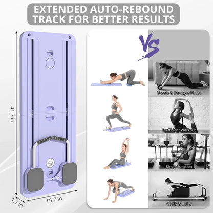 JOLLIA Pilatesbord - Pilates Reformer Set, multifunctioneel opvouwbaar pilates reformerbord voor thuis, 5-in-1 pilates schuifbord