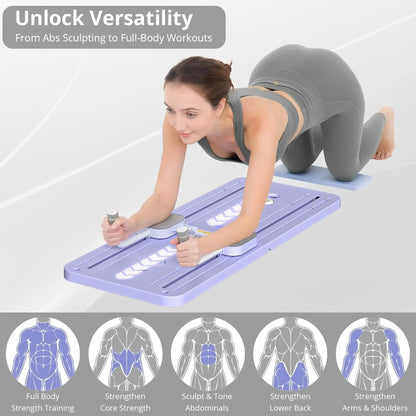 JOLLIA Pilatesbord - Pilates Reformer Set, multifunctioneel opvouwbaar pilates reformerbord voor thuis, 5-in-1 pilates schuifbord