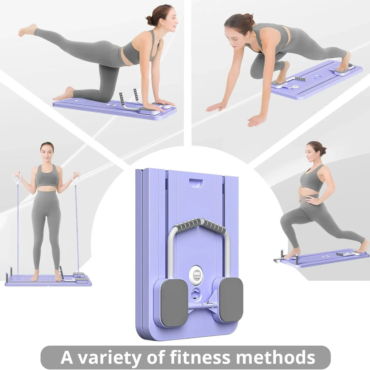 JOLLIA Pilatesbord - Pilates Reformer Set, multifunctioneel opvouwbaar pilates reformerbord voor thuis, 5-in-1 pilates schuifbord