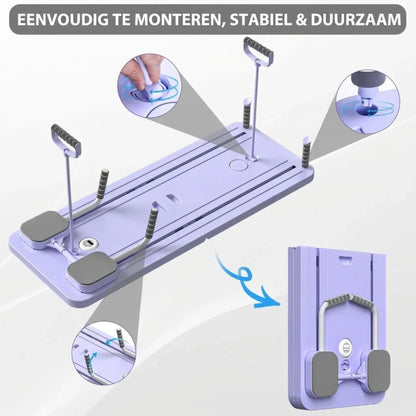 JOLLIA Pilates Board - Pilates Reformer Set, Multifunctioneel Opvouwbaar Pilates Reformer Board voor Thuis, 5-in-1 Pilates Glijplank