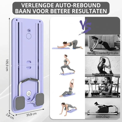 JOLLIA Pilates Board - Pilates Reformer Set, Multifunctioneel Opvouwbaar Pilates Reformer Board voor Thuis, 5-in-1 Pilates Glijplank