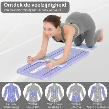 JOLLIA Pilates Board - Pilates Reformer Set, Multifunctioneel Opvouwbaar Pilates Reformer Board voor Thuis, 5-in-1 Pilates Glijplank