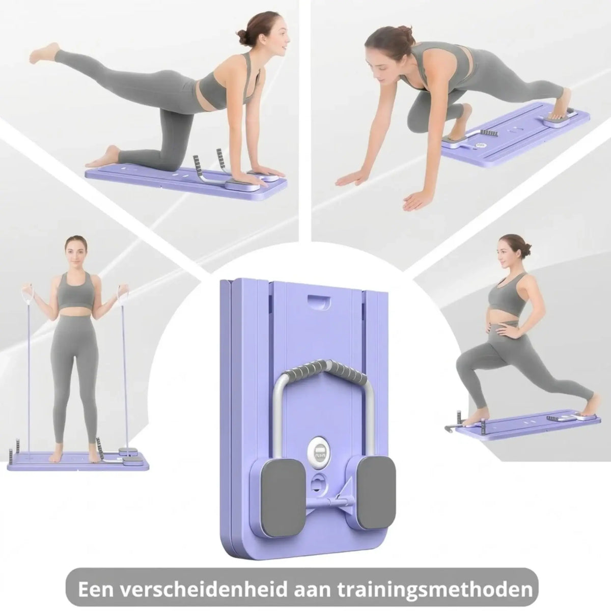 JOLLIA Pilates Board - Pilates Reformer Set, Multifunctioneel Opvouwbaar Pilates Reformer Board voor Thuis, 5-in-1 Pilates Glijplank