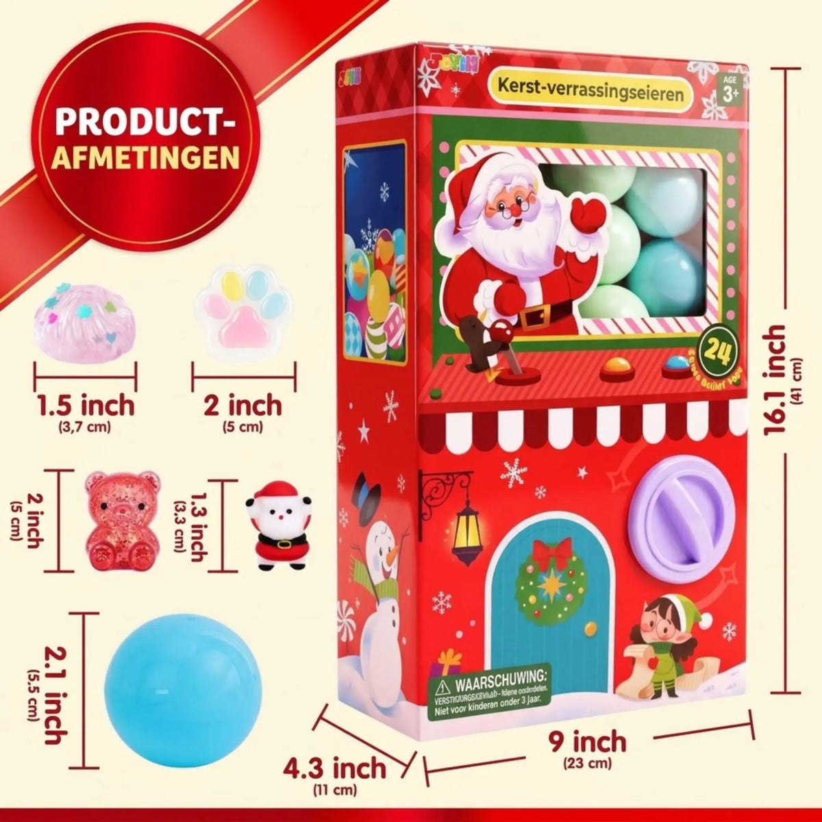 JOLLIA Adventskalender 2026 Kerst Gachapon Squishy Speelgoed 24 Stuks & Halloween Adventskalender