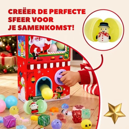 JOLLIA Adventskalender 2026 Kerst Gachapon Squishy Speelgoed 24 Stuks & Halloween Adventskalender