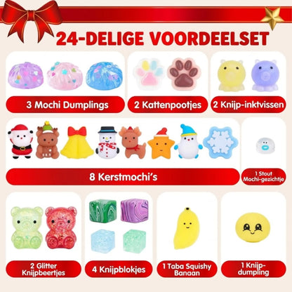JOLLIA Adventskalender 2026 Kerst Gachapon Squishy Speelgoed 24 Stuks & Halloween Adventskalender