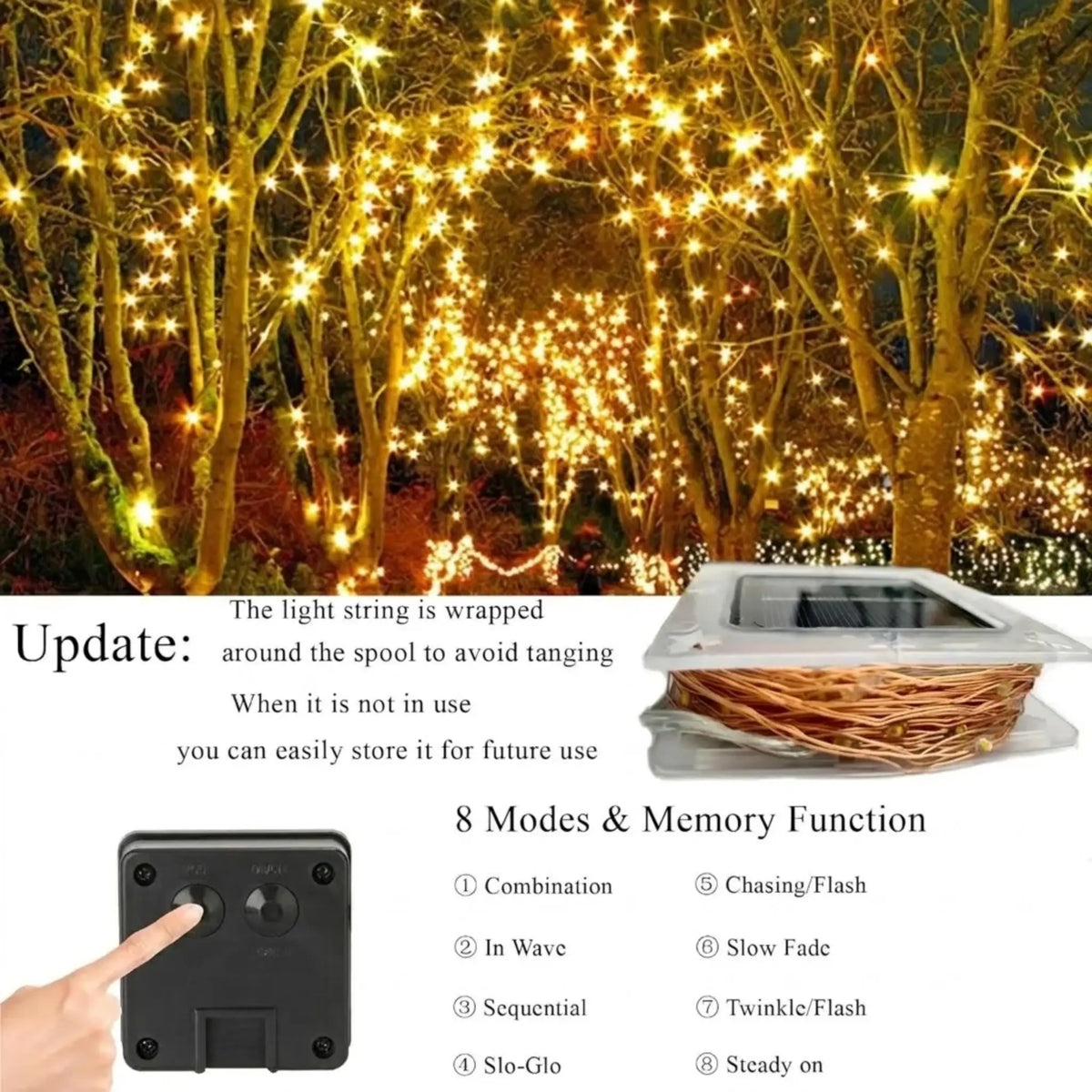 Solar Outdoor String Lights – 80FT 240 LED Fairy Lights Waterproof Decor for Yard, Trees & Holidays